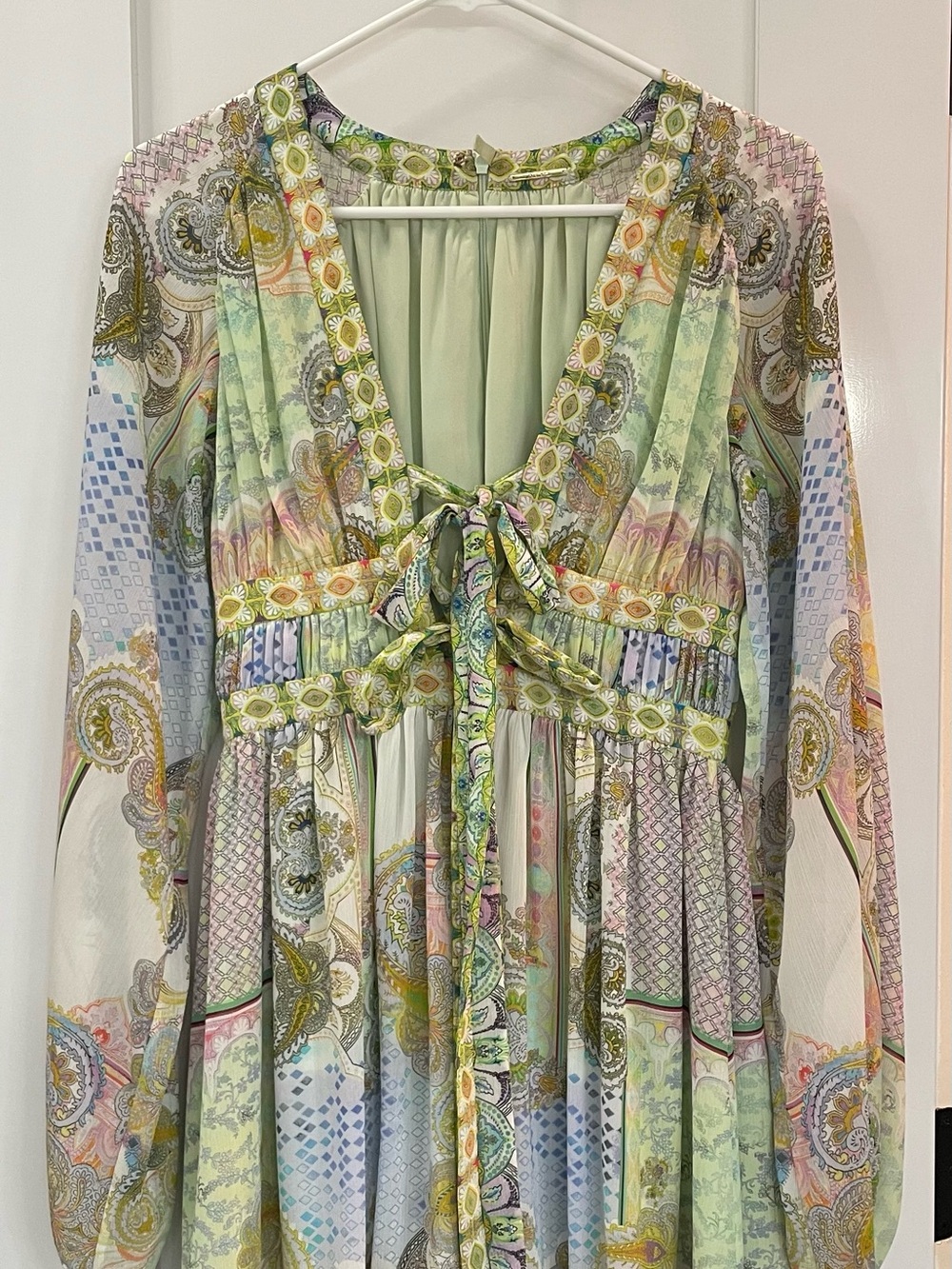 Alexis Pastel Paisley Tie-Front Chiffon Blouse